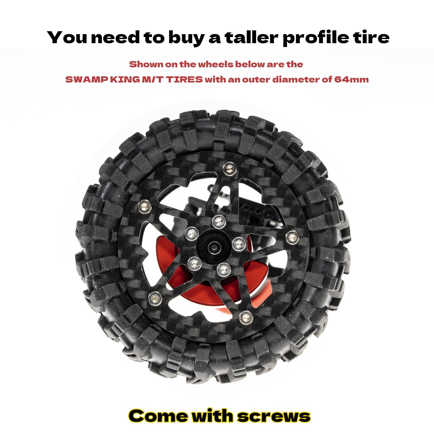 RampCrab 1.8" (46mm) Super Wheels, Carbon fibre Beadlock Wheels, fit for SCX24, TRX4M, FCX24, CR18P, Style E