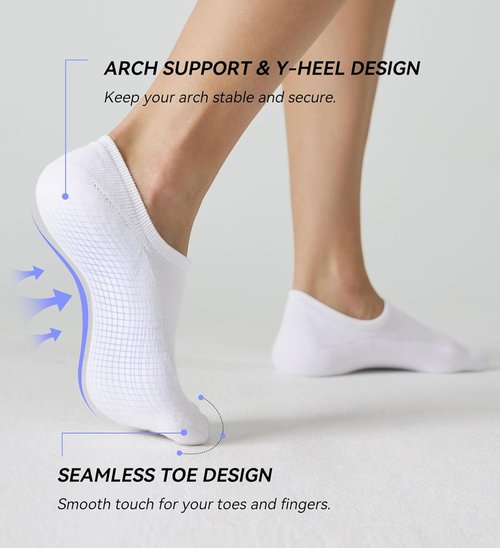 FITRELL No Show Socks - Women's Cotton Cushioned Athletic Ankle Socks | Non-Slip, 5-8 Pairs