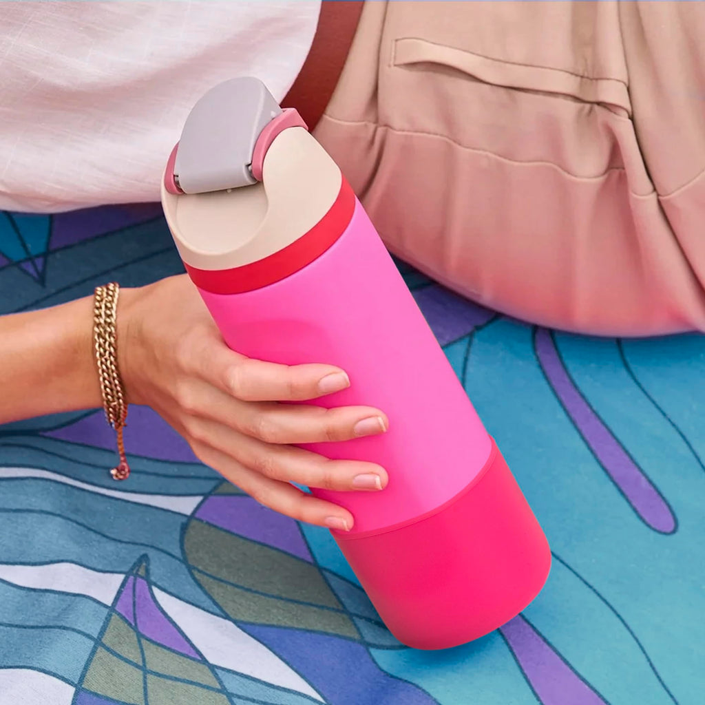 Diumepo Silicone Boot for Owala 24 oz Water Bottles, Anti-Slip Protective Sleeve Bottom Protector for Owala Twist & FreeSip & Flip Stainless Steel Water Bottle (Glitter Rose Red)
