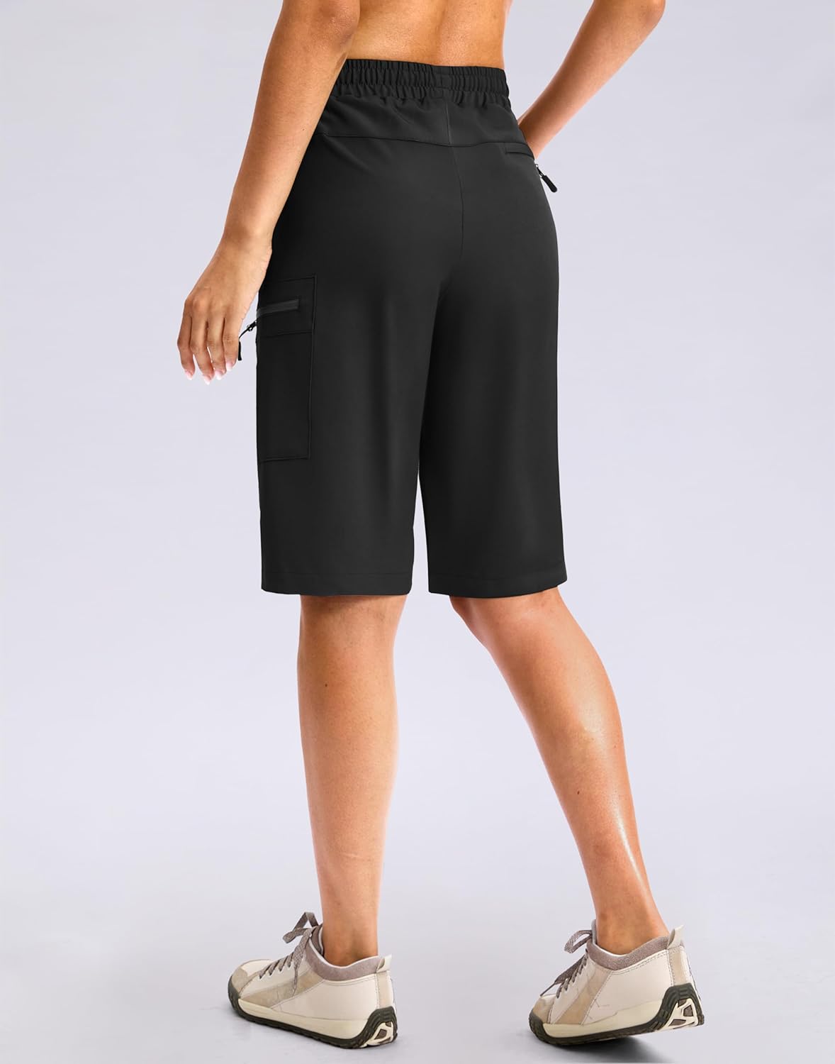 Viodia Women's Hiking Shorts - Knee-Length Cargo Bermuda with Zipper Pockets | Quick-Dry Summer Style