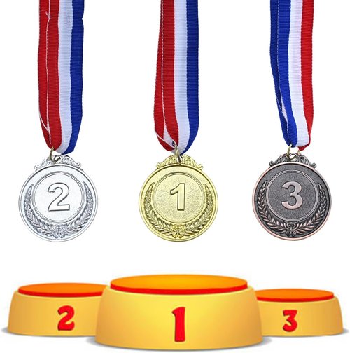 GOLDGE 18 Award Medals - Perfect for Sports, Competitions & Events - 2 Inches - Set of 18 in Gold, Silver & Bronze