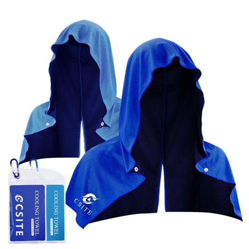 CSITE 2 Pack Cooling Hoodie Towels, Instant Cooling Towels for Neck and Face, UPF 50 Sun Protection, Ice Towel for Hot Weather, Head Towel for Sports, Camping, Cycling & More Activities