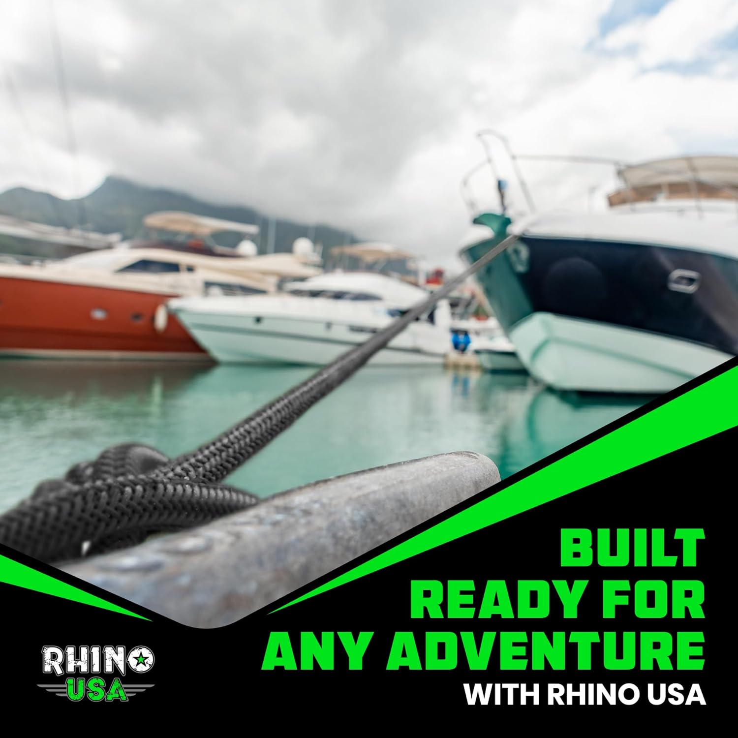 Rhino USA Dock Lines - Heavy Duty 1/2" x 16' Marine Grade Rope for Boats, Kayaks & Pontoons - Black