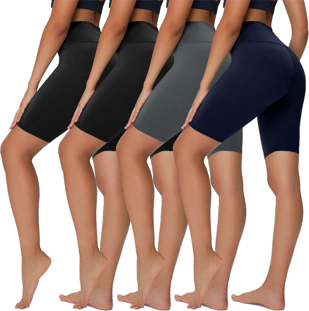 Sundwudu Biker Shorts for Women - 8” High Waist Tummy Control for Summer Yoga & Running