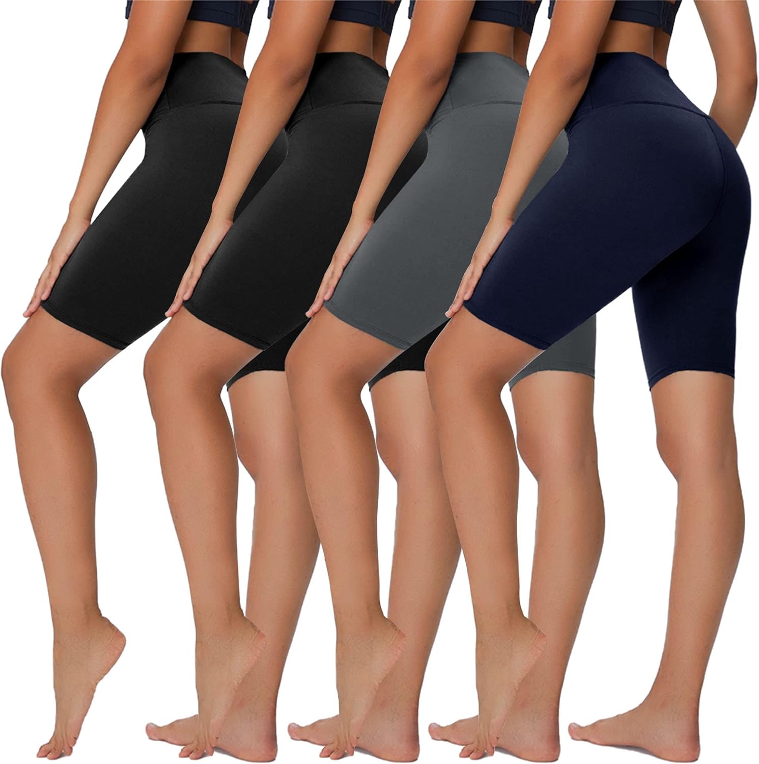 Sundwudu Biker Shorts for Women - 8” High Waist Tummy Control for Summer Yoga & Running
