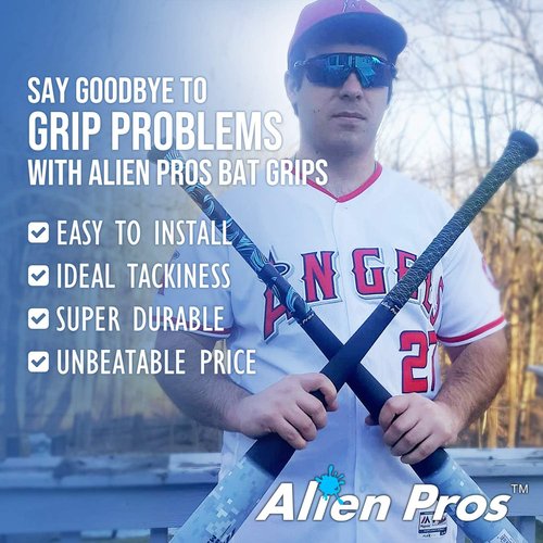 ALIEN PROS Bat Grip Tape - Precut 1.1 mm Pro Feel Replacement for Baseball Bats | 2 or 4 Grips Available