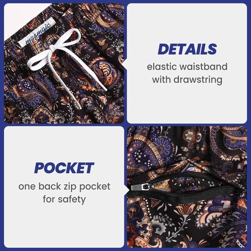 Maamgic Men's Vintage 80s 90s Swim Trunks - 4-Way Stretch Quick-Dry Board Shorts with Mesh Lining