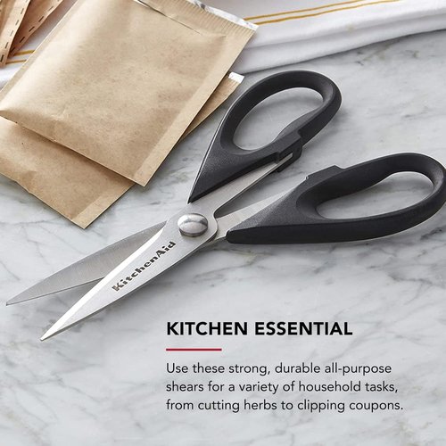 KitchenAid Kitchen Shears - Durable Stainless Steel Scissors with Protective Sheath | 8.72 Inch, Black