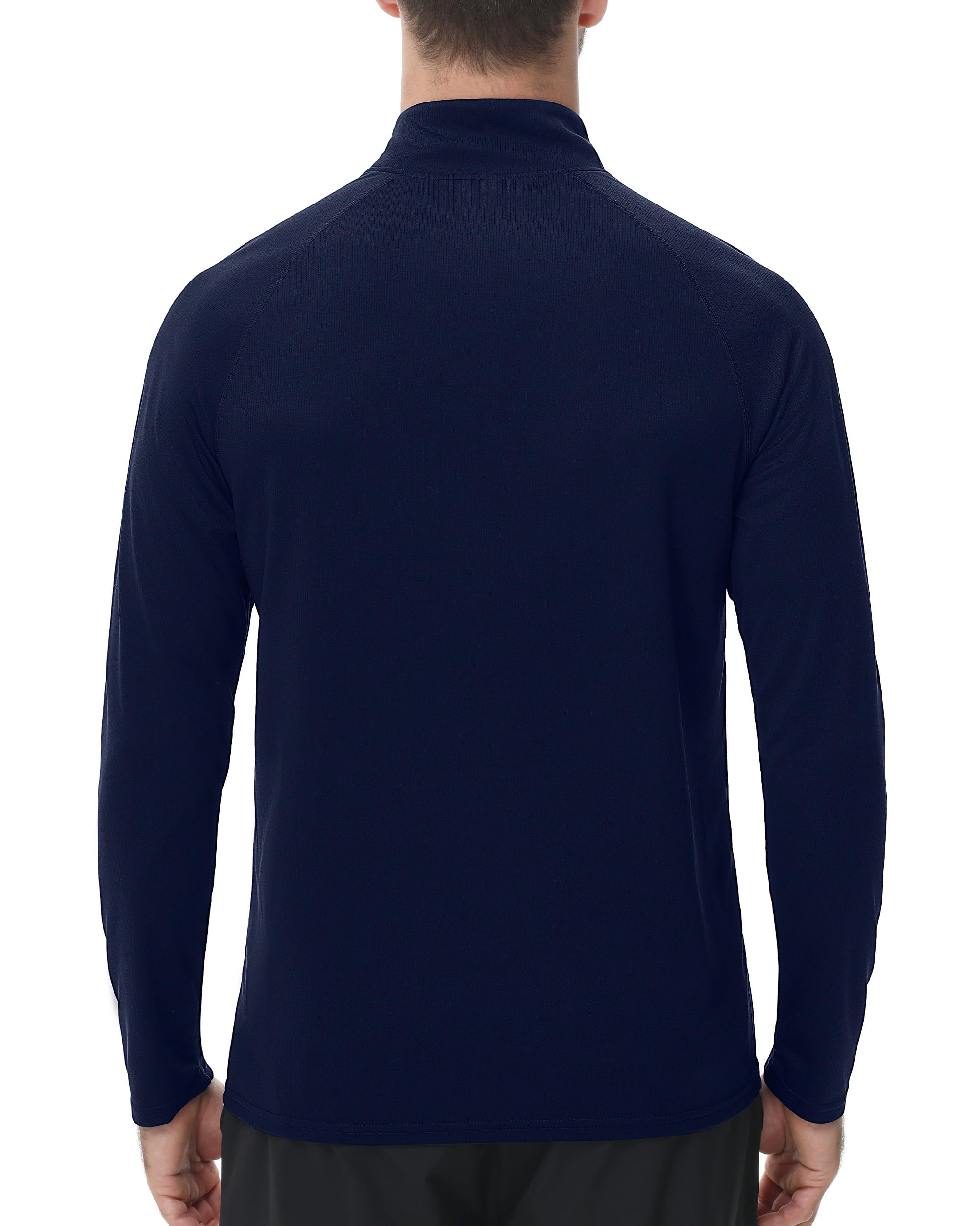 Roadbox UPF 50+ Long Sleeve Shirts for Men - Quarter Zip Pullover Quick Dry Rash Guard for Running Golf Fishing Workout Navy Blue