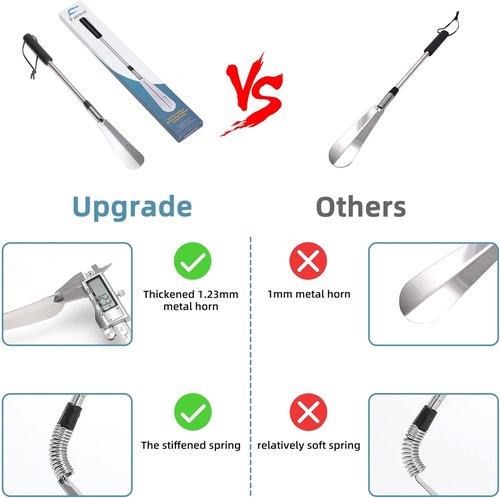 Fanwer Premium Shoe Lifter - Adjustable 16" to 31" Stainless Steel Telescopic Shoe Horn