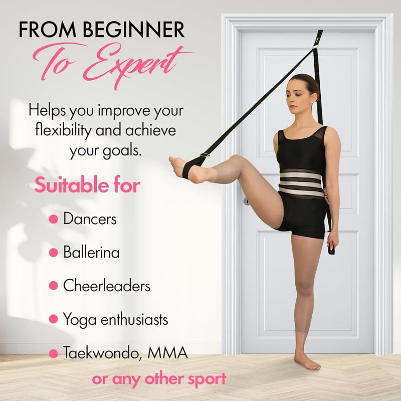 Zenmarkt Stretching Strap with Door Anchor for Splits & Flexibility - Black