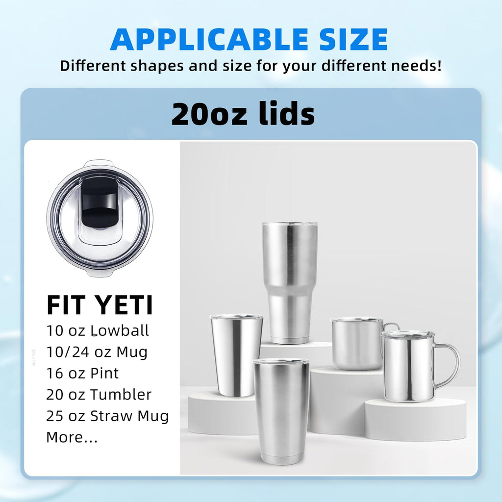 3 Pack 20 oz Tumbler Lid for Yeti，Magnetic Slider Replacement Lids Compatible with YETI 20 oz Tumbler, 10/24 oz Mug and 10 oz Lowball，Spill Proof Cup Lids Covers，BPA Free