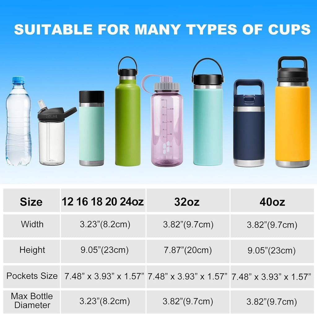 Regine Switzerland Water Bottle Holder - Strap Carrier Sling Bag with Phone Pocket for Hydroflask 32oz/40oz