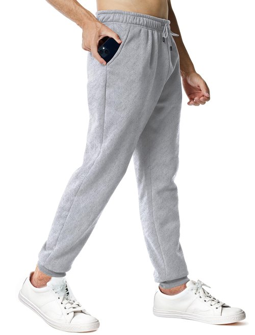 Asrlivp Mens Sweatpants with Pockets Lightweight Gym Drawstring Fleece Joggers Casual Elastic Waist Workout Pants(M,Grey)