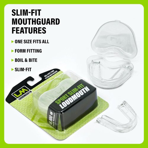 Loudmouth Sport Slim-Fit Mouth Guard - Advanced Protection for All Contact Sports | Clear (2 Pack)