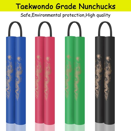 MSGumiho Nunchucks Cord Nunchakus Safe Foam Rubber Training Nunchucks with Cord 2PCS for Kids & Beginners Practice and Training (Green)
