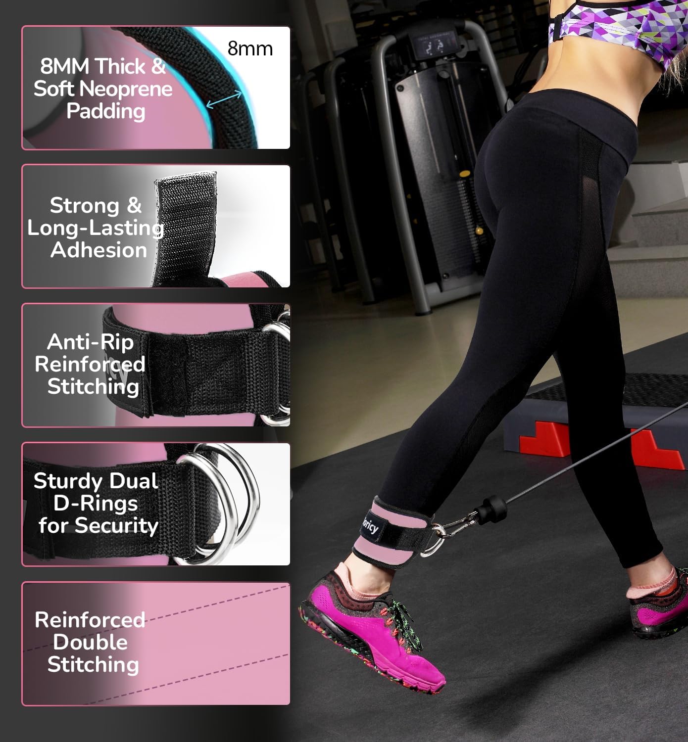 Skiennix Ankle Strap - Cable Exercise Machine Attachment for Glute Workouts & Leg Extensions