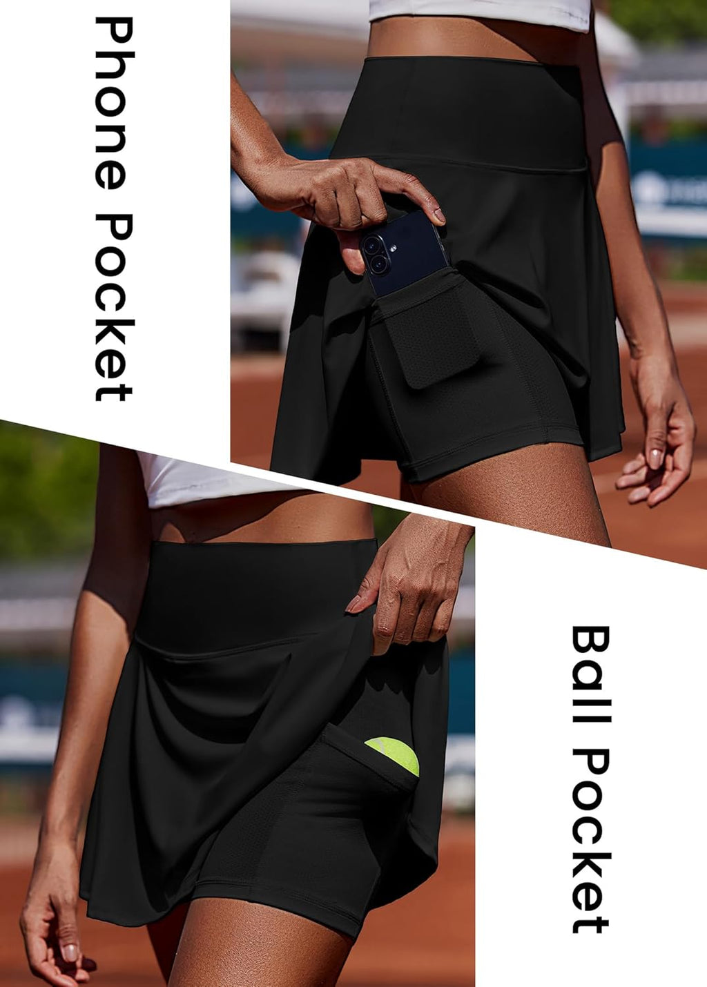 PINSPARK Women's Tennis Skirt - Pleated Athletic Skorts with Pockets | High Waisted Golf Skirts for Workout & Casual Wear