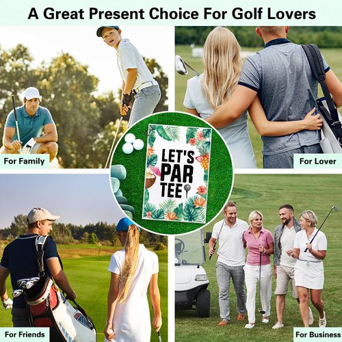 Msticey Let‘s Par Tee Funny Printed Microfiber Golf Towel with Clip,Tropical Golf Gifts for Golf Fan Dad Mom Grandpa, Birthday Father's Day, Golf Accessories for Men Women