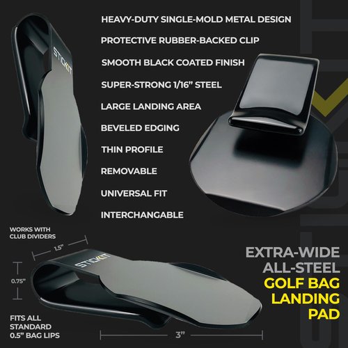 STICKIT Metal Landing Pad I Bag Clip for Quick and Easy Use of Magnetic Golf Gear & Accessories with Convenient Positioning on Your Golf Bag