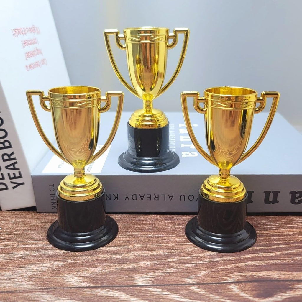 YYaaloa Mini Gold Trophy Cups - 6 Pack 4-Inch Awards for Parties, Sports Tournaments & Competitions