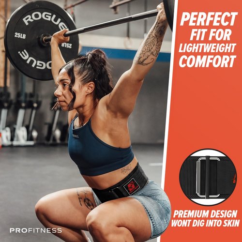 ProFitness 4 Inch Wide Weight Lifting Belt | Workout Belt - Men's Lifting Belt (Black/Red, X-Large)