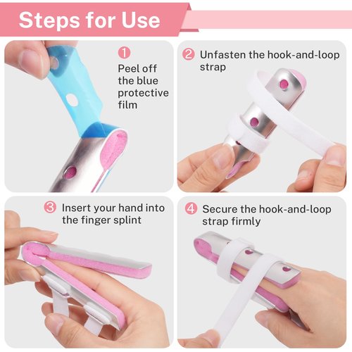 ADLLHO Finger Splint,5PCS Finger Splints for Broken Finger,Pinky Finger Support Brace, Mallet Finger Brace for Broken Fingers Straightening,Pink Pink，S*1,M*2,L*2