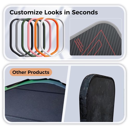 VITALUXE T700 Raw Carbon Fiber Pickleball Paddle, Edgeless 3K Carbon Fiber Surface, Lightweight with Thermoformed Aerodynamic Design with Paddle Edge Guard Tape and Cover