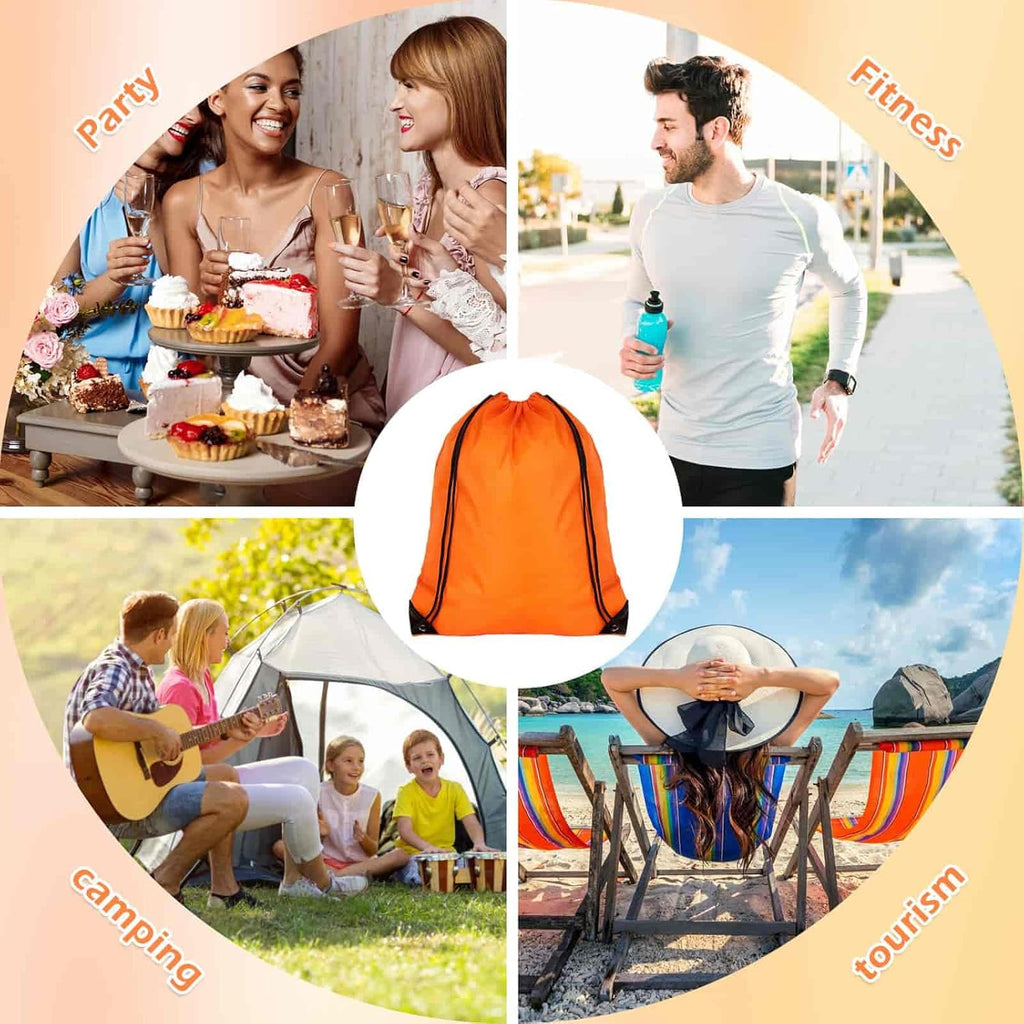 PAXCOO Drawstring Backpack Set - 30 Nylon Cinch Sacks in 10 Vibrant Colors for Sports & Events