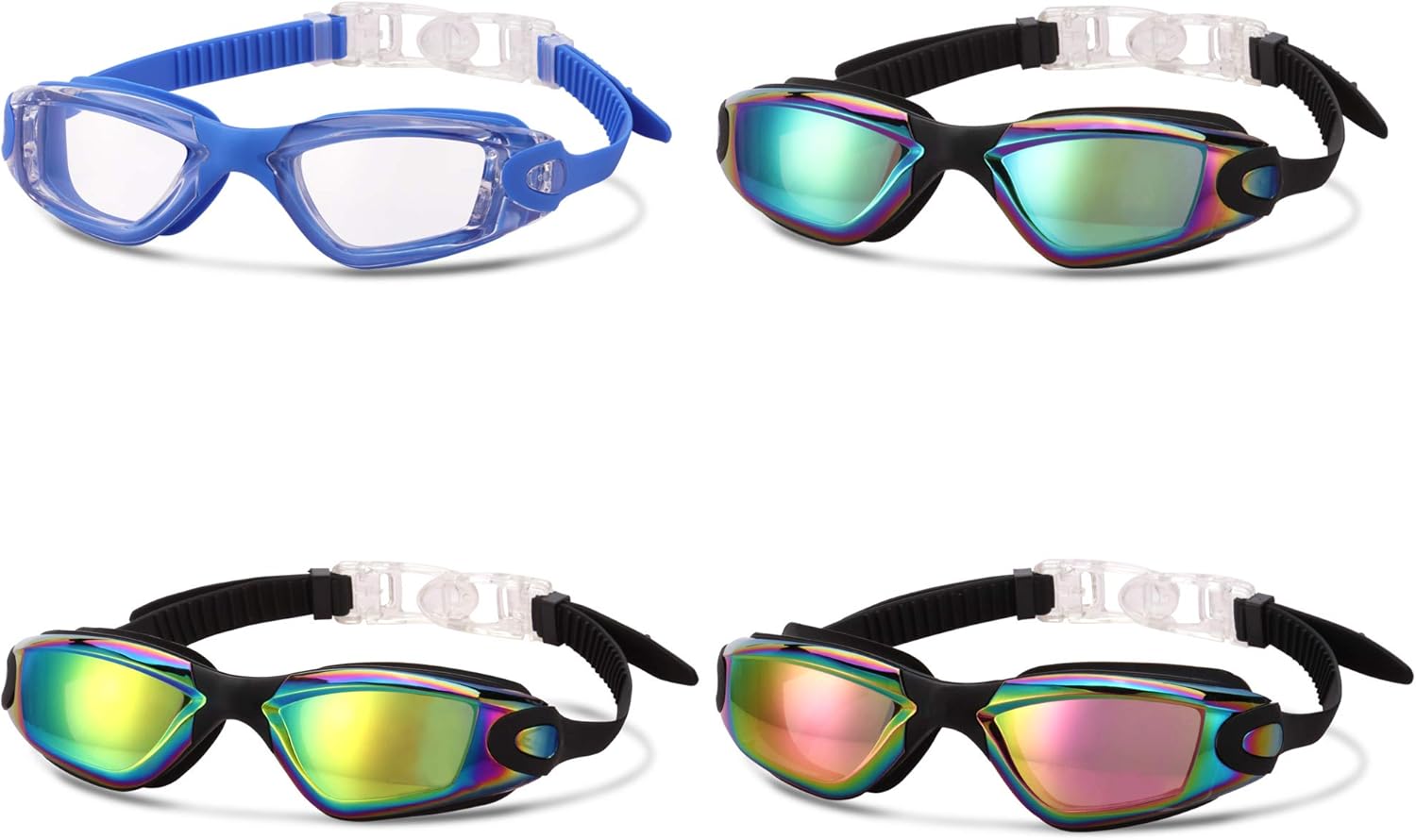 Skiennix Kids Swim Goggles - UV Protection & Anti-Fog Design | 4 Pack for Ages 6-14