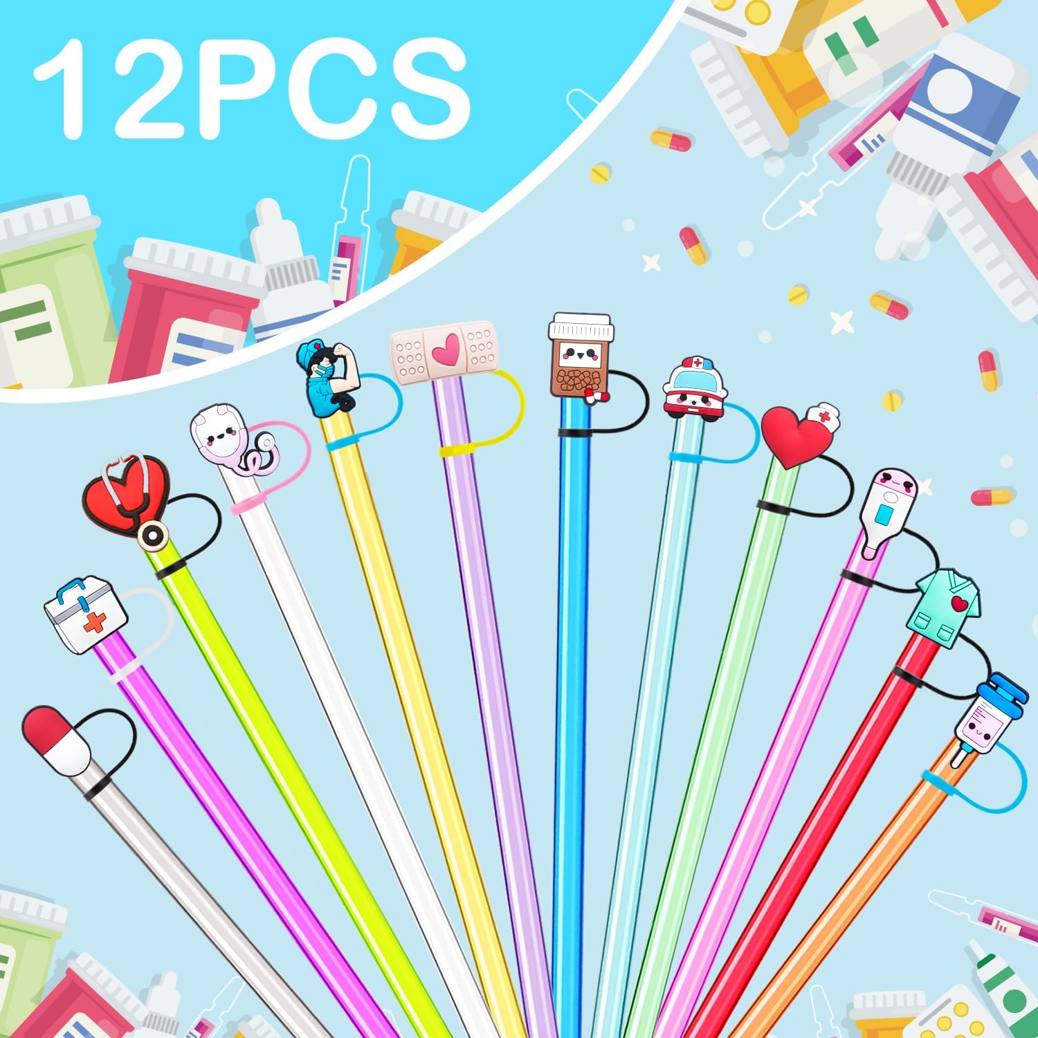 Skiennix Nurse Straw Toppers - Reusable Silicone Covers for 30 & 40 Oz Stanley Cups | Cute Gifts
