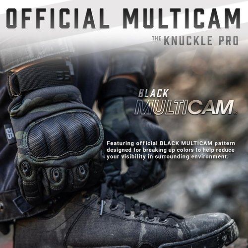 Glove Station Touchscreen Utility Gloves for Men - Hard Knuckle Protection for Motorcycle & Outdoor Work | Black Multicam, Small