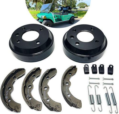 Golf Cart Brake Drums Kit with Brake Shoes & Springs Fit for 1981-1994 Club Car DS Villager, 18 PCS Rear Brake Repair Kit for Driver Side & Passenger Side Replaces 1011137 101146302