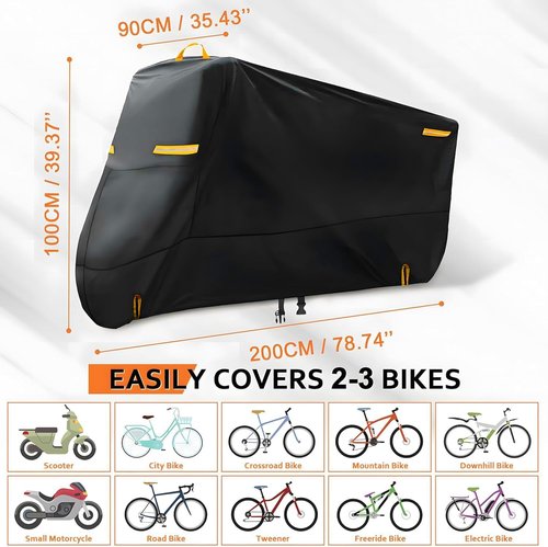 Bike Cover - Skiennix Waterproof Bicycle Covers for 1-2 Bikes | Heavy Duty 420D Ripstop Material