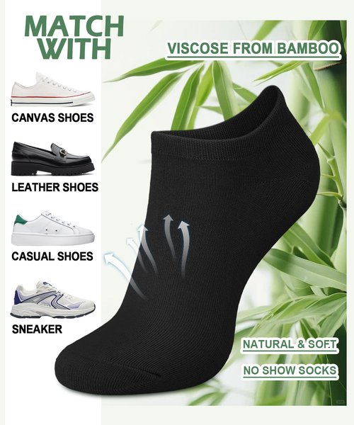 FuelMeFoot 7 Pairs Ankle Socks for Women Viscose Bamboo No Show Socks Classic Low Cut Casual Socks for Running, Athletic