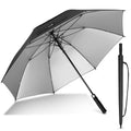 ZOMAKE Large Golf Umbrella UV Potection,62 Inch UV Blocking SPF Umbrellas for Sun Protection Windproof Heavy Duty Vented Double Canopy(Black,Silver)