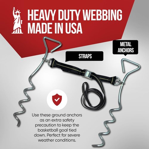 Cajun Tie Downs - Basketball Goal Anchor Tie Down Kit for Secure and Durable Court Setup, Trampoline Anchors, Ground Stakes Heavy Duty Anchor Kit, High Wind Basketball Hoop Anchor