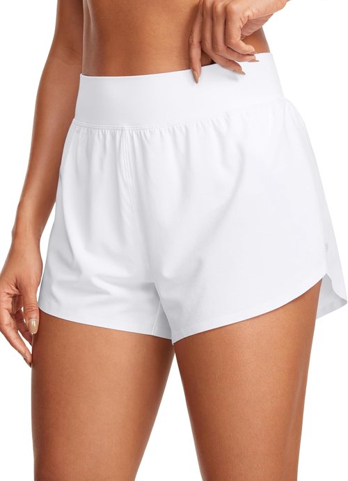 CRZ YOGA High Waisted Running Shorts - Comfy Mesh Liner for Women | Quick-Dry Athletic Gear, 3" Length