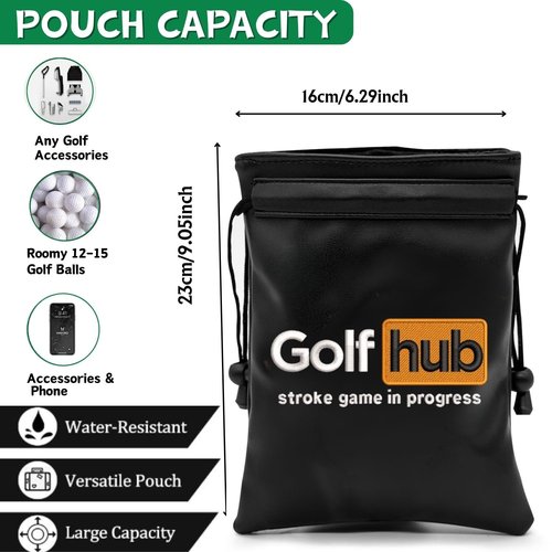 Funny Golf Valuables Pouch,Golf Pouch Bag with Drawstrings Tee Bag for Men Women - Hub
