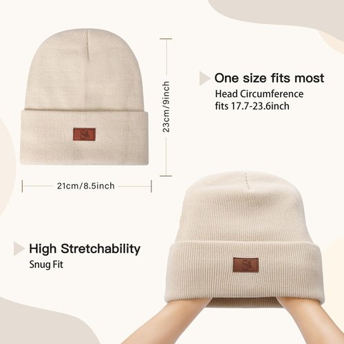 COSHAYSOO Bridesmaid Proposal Gifts Maid of Honor Mother of Bride Gift Bachelorette Party Wedding Bridal Shower Favors, Womens Satin Lined Beanies Winter Warm Knit Hats Fashionable Letter S Cream