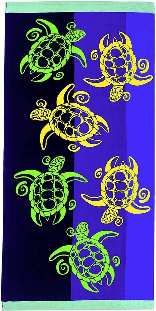 Kaufman Beach Towels - 100% Soft Plush Cotton Velour | Quick-Dry Large 30'' x 60'' Towel (SWM Turtles)