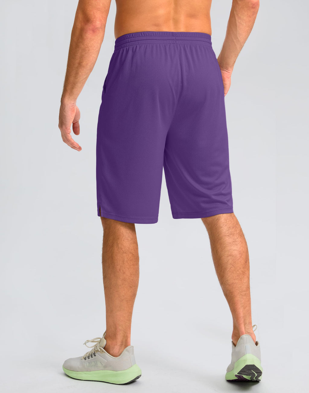 Men's Athletic Shorts with Pockets 9" / 11" Long Basketball Shorts Lightweight Quick Dry Gym Workout Shorts for Men(Purple,XXL)