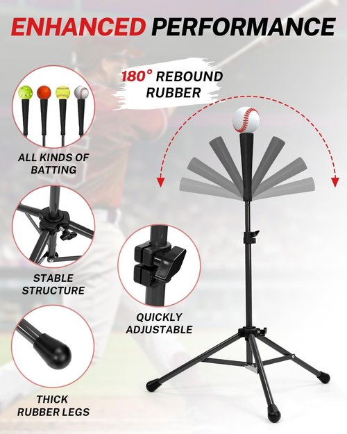 Gonex Portable Baseball Softball Batting Tee - Collapsible Tripod Stand with Carrying Bag