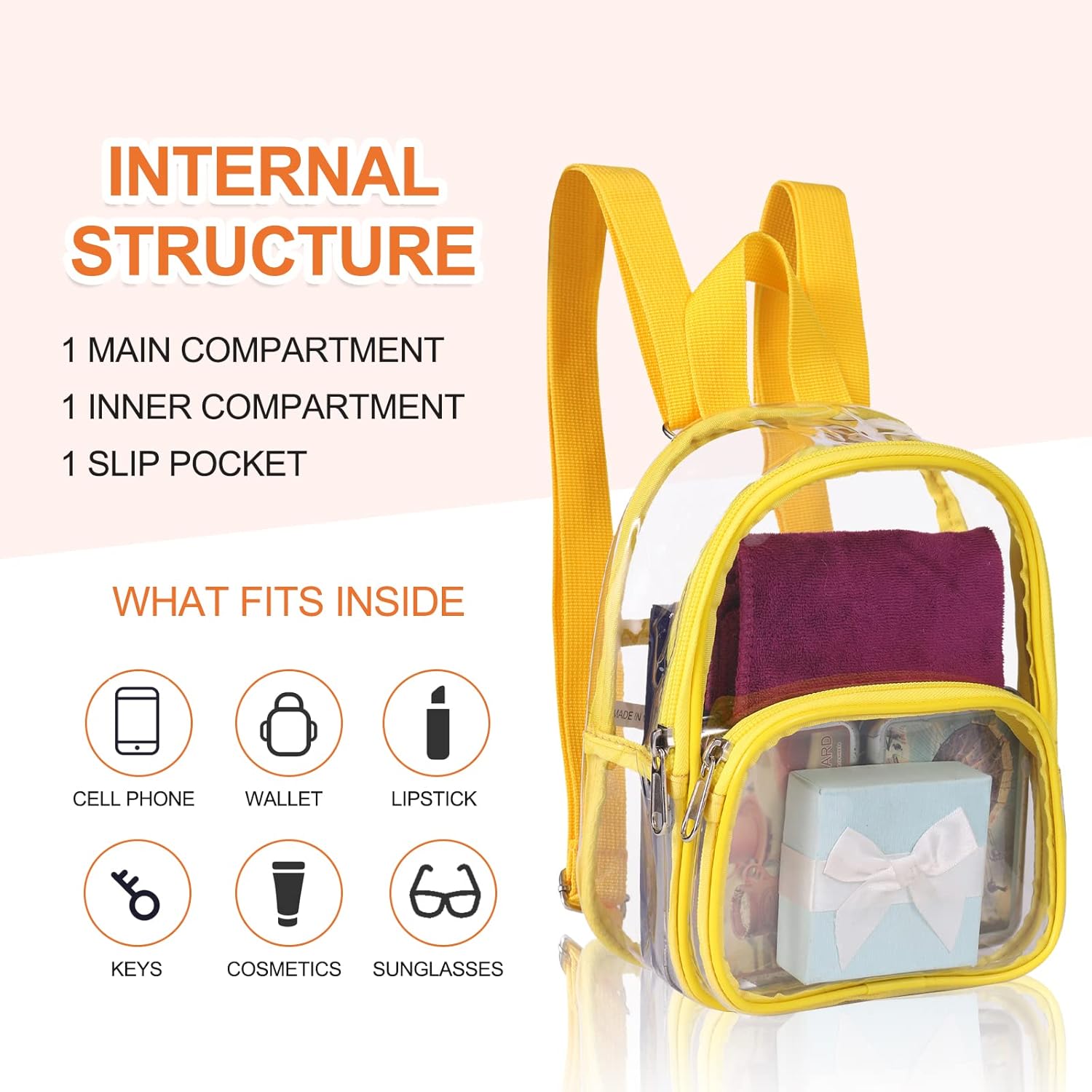 USPECLARE Clear Mini Backpack - Stadium Approved Transparent Bag for Kids | Ideal for Concerts & Sports Events