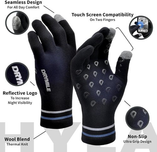 DRYMILE HYLA Waterproof Dexterity Gloves - All-Weather Wool Blend for Men & Women | Touchscreen & Non-Slip Grip