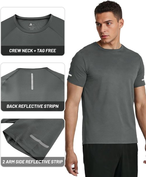 Little Beauty Men's Workout Shirts - Fast-Dry Athletic T-Shirts | Moisture-Wicking Short Sleeve (3 Pack)