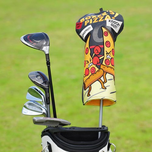 LZFAN Golf Club Head Cover Golf Head Cover Driver Headcover Fairway Wood Headcover Hybrid Club Head Cover Heavy Embroidered Pizza