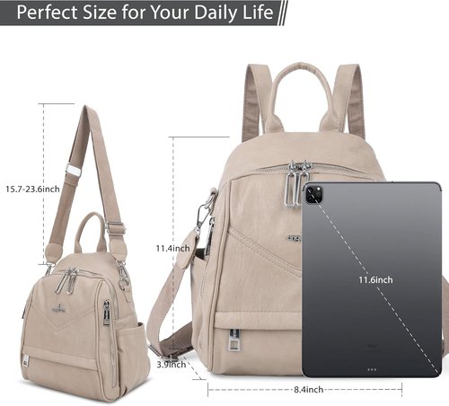 Angel Kiss Small Backpack Purse - Soft Vegan Leather Women's Designer Handbag | Roomy Apricot Color