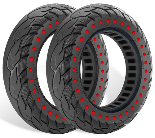 GYL 10x2.125 Solid Tire, 50/75-6.1 Rubber Tires, 10 Inches Tubeless Tyre Replacement for Gotrax G3 Plus G4 GXL V2 Apex XL Pro MAX XR Ultra Elite Electric Scooter Front Rear Honeycomb Wheels 2pcs