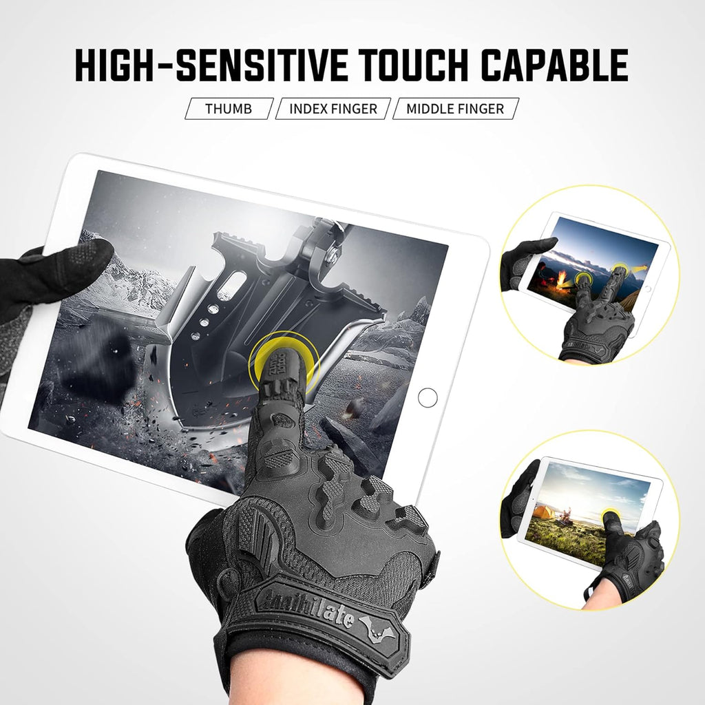 ZUNE LOTOO Tactical Touchscreen Gloves - Kevlar-Lined & TPR Impact Protection for Men | Black/Red/Green/Tan